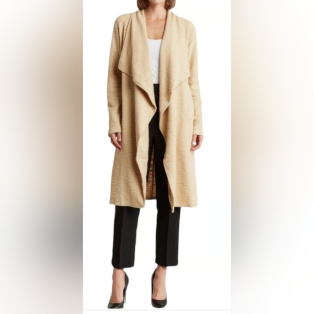 Steve Madden NWT Long Cardigan Tan Waterfall Draped  Knit Woman Sz S